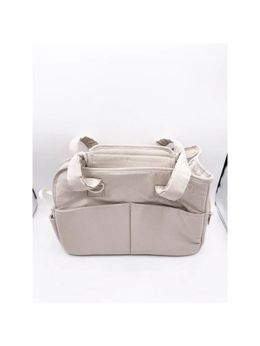 New ONECUTE Small Beige Canvas Mesh Puppy Dog Carrier Handbag Tote Travel Pet